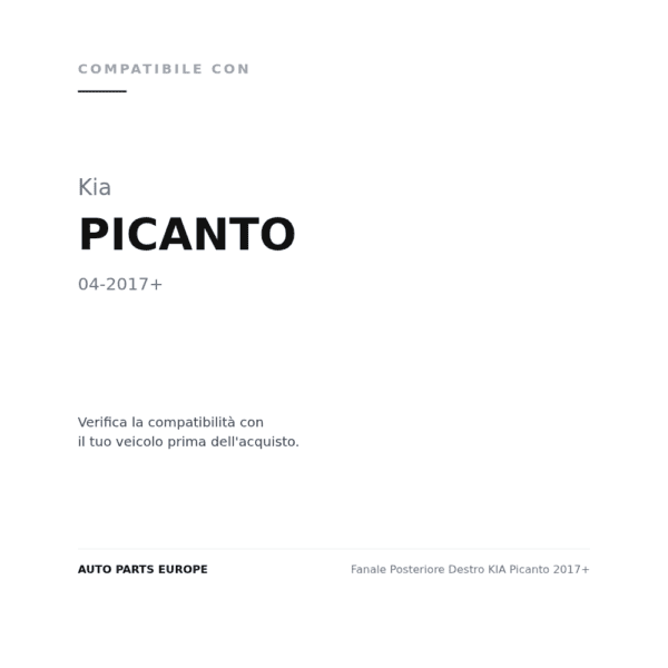 Fanale Posteriore Destro KIA Picanto 2017+ compatibilità veicoli (Kia PICANTO (2017+))