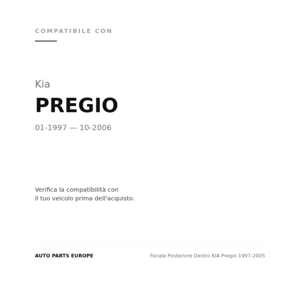 Fanale Posteriore Destro KIA Pregio 1997-2005 compatibilità veicoli (Kia PREGIO (1997-2006))