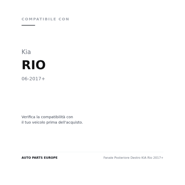 Fanale Posteriore Destro KIA Rio 2017+ compatibilità veicoli (Kia RIO (2017+))