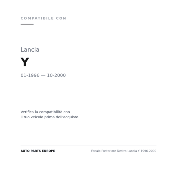 Fanale Posteriore Destro Lancia Y 1996-2000 compatibilità veicoli (Lancia Y (1996-2000))