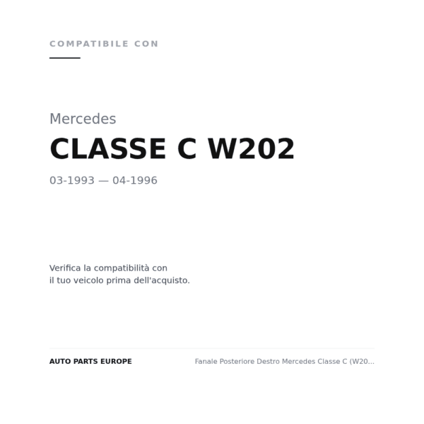 Fanale Posteriore Destro Mercedes Classe C (W202) – 93/97 Fume' compatibilità veicoli (Mercedes CLASSE C W202 (1993-1996))