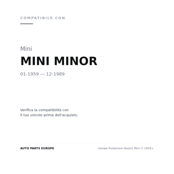 Fanale Posteriore Destro Mini I? 1959+ compatibilità veicoli (Mini MINI MINOR (1959-1989))