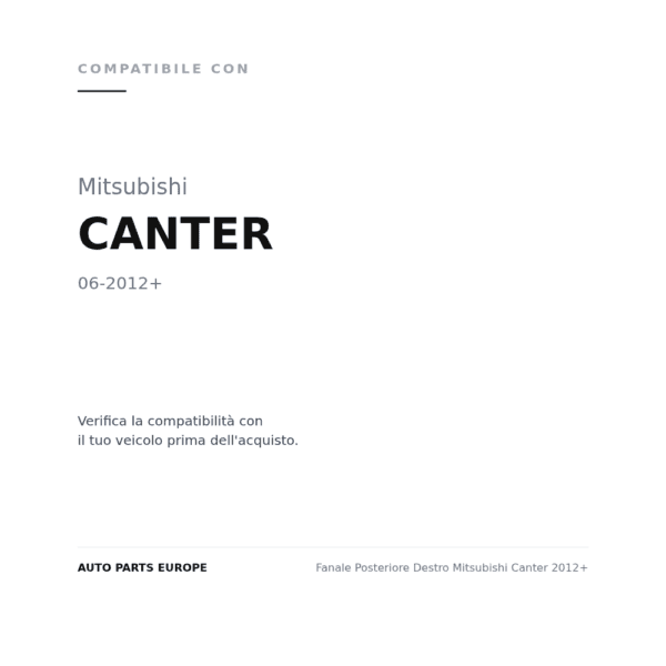 Fanale Posteriore Destro Mitsubishi Canter 2012+ compatibilità veicoli (Mitsubishi CANTER (2012+))