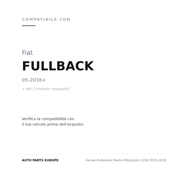 Rückleuchten Rechts Mitsubishi L200 2015-2018 compatibilità veicoli (Fiat FULLBACK (2016+) · Mitsubishi L 200 (2015-2019))
