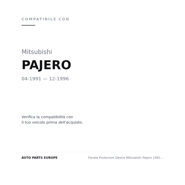 Fanale Posteriore Destro Mitsubishi Pajero 1991-1996 – Cornice Nera compatibilità veicoli (Mitsubishi PAJERO (1991-1996))