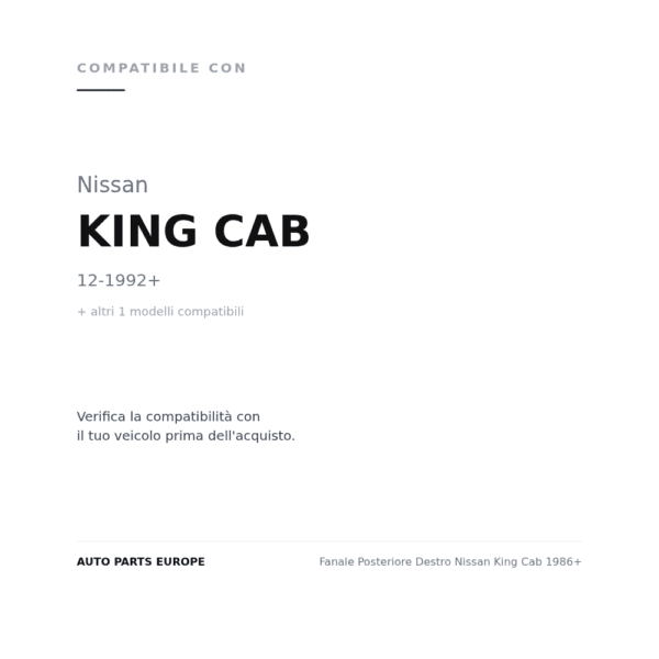 Fanale Posteriore Destro Nissan King Cab 1986+ compatibilità veicoli (Nissan KING CAB (1992+) · Nissan PICK-UP 720 D21 (1986-1997))