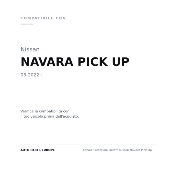 Fanale Posteriore Destro Nissan Navara Pick-Up 2022+ compatibilità veicoli (Nissan NAVARA PICK UP (2022+))