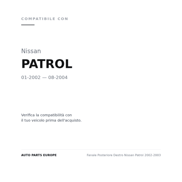 Fanale Posteriore Destro Nissan Patrol 2002-2003 compatibilità veicoli (Nissan PATROL (2002-2004))