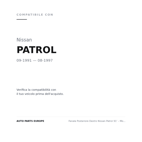Fanale Posteriore Destro Nissan Patrol 91' – Modello Paraurti compatibilità veicoli (Nissan PATROL (1991-1997))