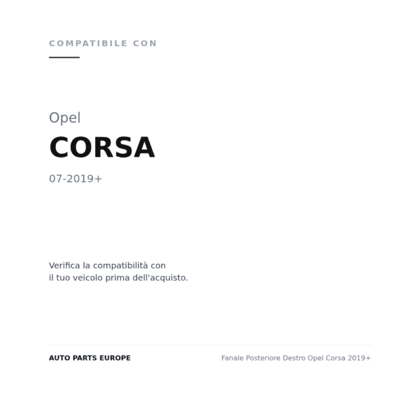 Fanale Posteriore Destro Opel Corsa 2019+ compatibilità veicoli (Opel CORSA (2019+))