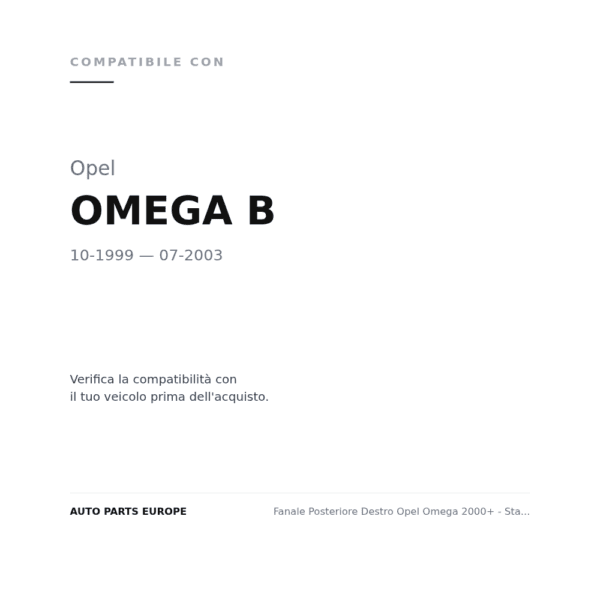Fanale Posteriore Destro Opel Omega 2000+ - Station Wagon compatibilità veicoli (Opel OMEGA B (1999-2003))