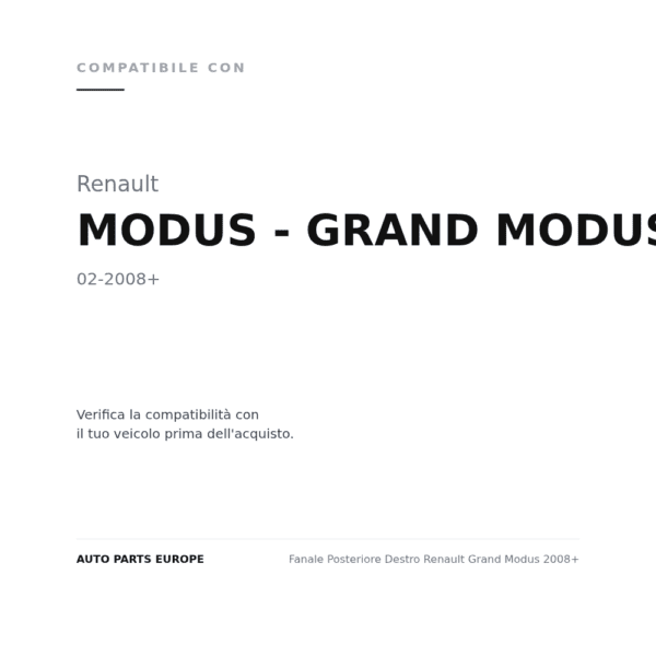 Fanale Posteriore Destro Renault Grand Modus 2008+ compatibilità veicoli (Renault MODUS - GRAND MODUS (2008+))