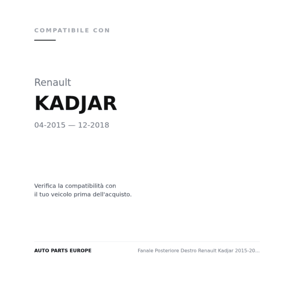 Fanale Posteriore Destro Renault Kadjar 2015-2018 – Esterno A Led compatibilità veicoli (Renault KADJAR (2015-2018))