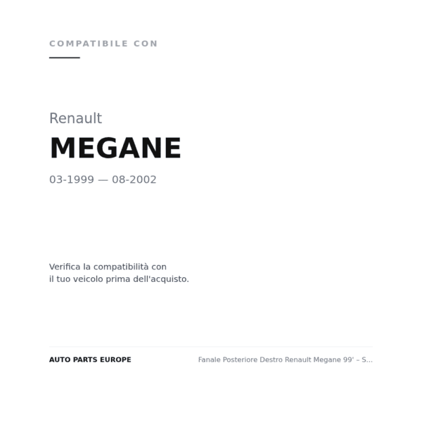 Fanale Posteriore Destro Renault Megane 99' – Station Wagon compatibilità veicoli (Renault MEGANE (1999-2002))