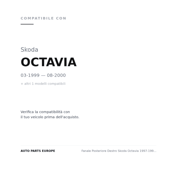 Fanale Posteriore Destro Skoda Octavia 1997-1999 - Berlina compatibilità veicoli (Skoda OCTAVIA (1999-2000) · Skoda OCTAVIA (1996-1999))