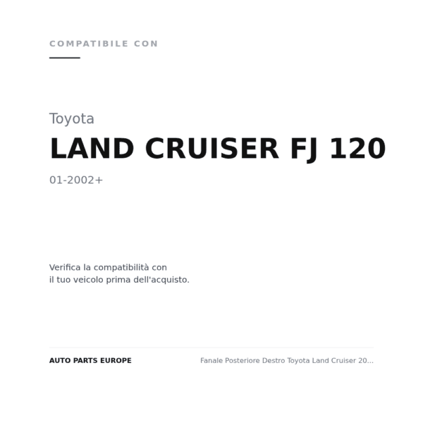 Fanale Posteriore Destro Toyota Land Cruiser 2002-2012 – Versione 2 compatibilità veicoli (Toyota LAND CRUISER FJ 120 (2002+))