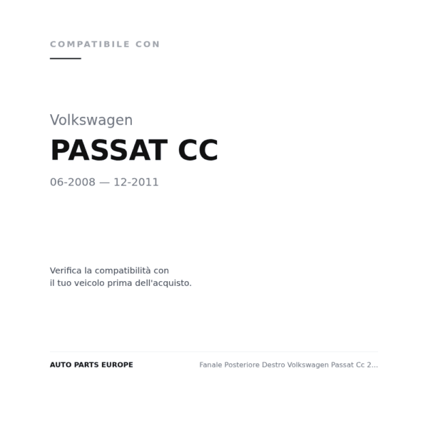 Fanale Posteriore Destro Volkswagen Passat Cc 2008-2011 – Rosso compatibilità veicoli (Volkswagen PASSAT CC (2008-2011))
