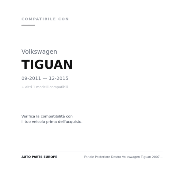 Fanale Posteriore Destro Volkswagen Tiguan 2007-2010 compatibilità veicoli (Volkswagen TIGUAN (2011-2015) · Volkswagen TIGUAN (2007-2011))