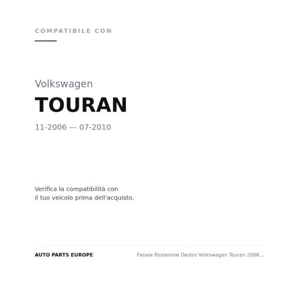 Fanale Hinten Destro Volkswagen Touran 2006-2009 – Fume' compatibilità veicoli (Volkswagen TOURAN (2006-2010))