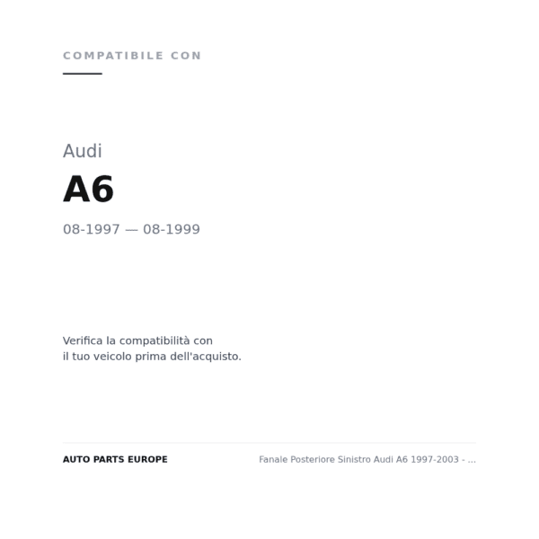 Fanale Posteriore Sinistro Audi A6 1997-2003 - Berlina – Rosso-Fume' Berlina compatibilità veicoli (Audi A6 (1997-1999))