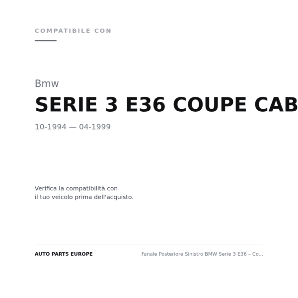 Fanale Posteriore Sinistro BMW Serie 3 E36 – Coupe'/Cabrio Rosso/Bianco compatibilità veicoli (Bmw SERIE 3 E36 COUPE CABRIO (1994-1999))