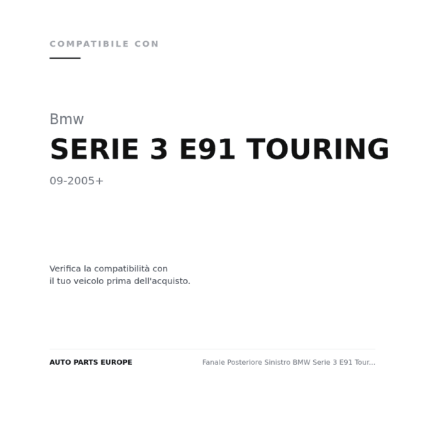 Fanale Hinten Sinistro BMW Serie 3 E91 Touring 2006+ – Esterno Fume'/Rosso compatibilità veicoli (Bmw SERIE 3 E91 TOURING (2005+))