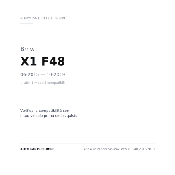Fanale Posteriore Sinistro BMW X1 F48 2015-2018 compatibilità veicoli (Bmw X1 F48 (2015-2019) · Bmw X1 F48 (2019-2022))