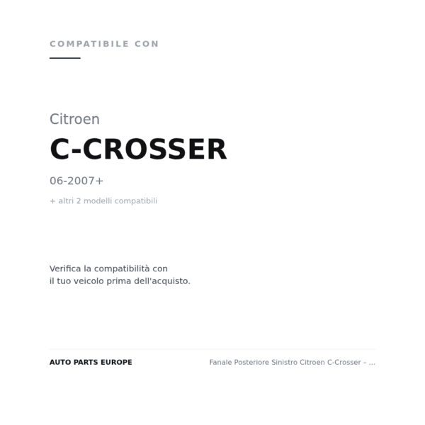 Rückleuchten Links Citroen C-Crosser – Pg 4007 - Mitsubishi Outlander compatibilità veicoli (Citroen C-CROSSER (2007+) · Mitsubishi OUTLANDER (2007-2010) · Peugeot 4007 (2007+))