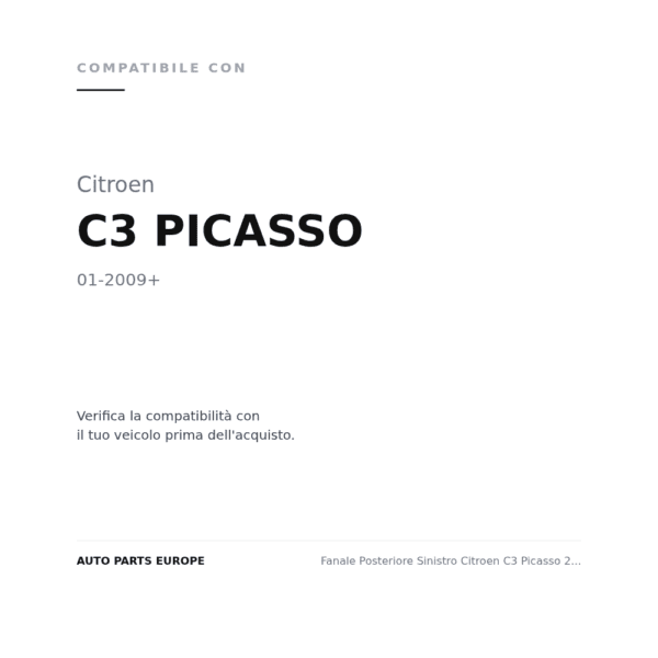 Fanale Posteriore Sinistro Citroen C3 Picasso 2009+ compatibilità veicoli (Citroen C3 PICASSO (2009+))