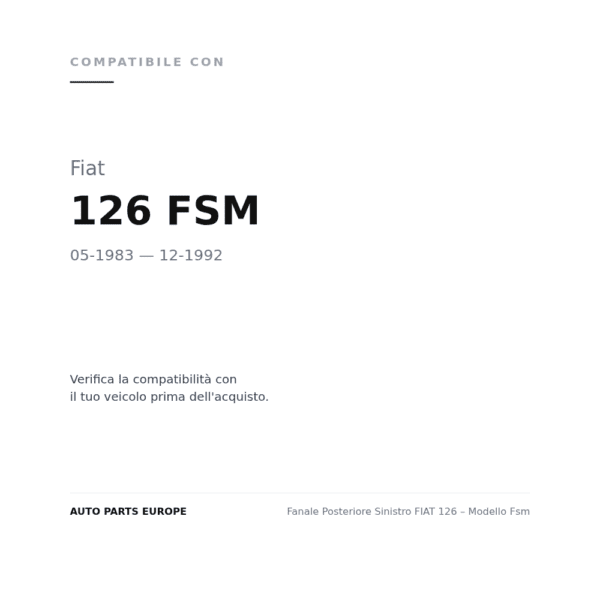 Fanale Posteriore Sinistro FIAT 126 – Modello Fsm compatibilità veicoli (Fiat 126 FSM (1983-1992))