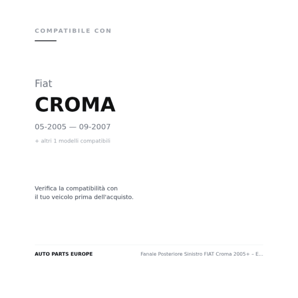 Fanale Posteriore Sinistro FIAT Croma 2005+ – Esterno compatibilità veicoli (Fiat CROMA (2005-2007) · Fiat CROMA (2007+))