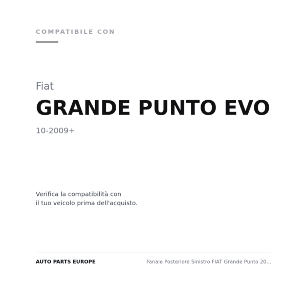 Fanale Posteriore Sinistro FIAT Grande Punto 2012+ – Modello Evo Bordo Interno Nero A Led Attacco A Viti compatibilità veicoli (Fiat GRANDE PUNTO EVO (2009+))
