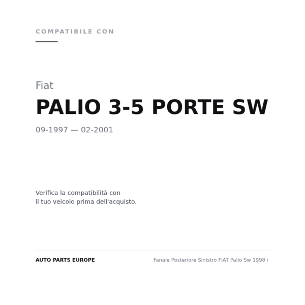 Fanale Posteriore Sinistro FIAT Palio Sw 1998+ compatibilità veicoli (Fiat PALIO 3-5 PORTE SW (1997-2001))