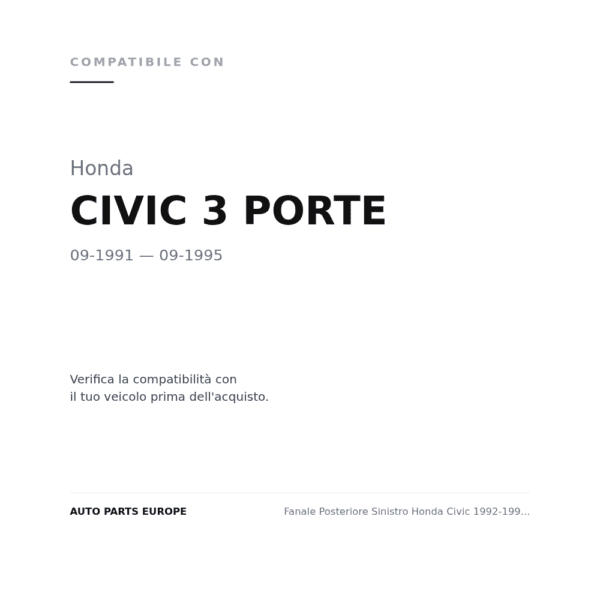 Fanale Posteriore Sinistro Honda Civic 1992-1995 – 3P. Interno compatibilità veicoli (Honda CIVIC 3 PORTE (1991-1995))