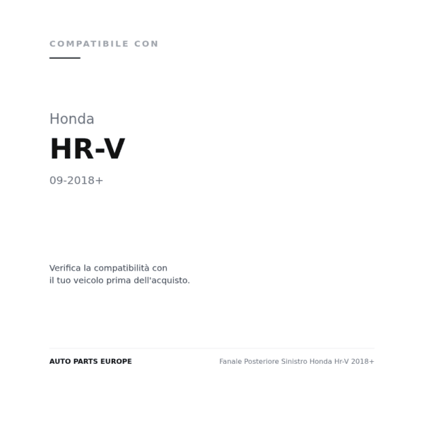 Fanale Posteriore Sinistro Honda Hr-V 2018+ compatibilità veicoli (Honda HR-V (2018+))