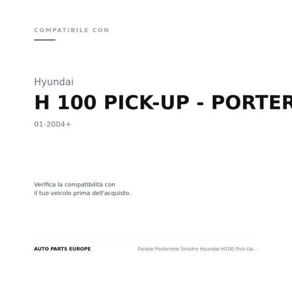 Fanale Posteriore Sinistro Hyundai H100 Pick-Up - Porter 2004+ compatibilità veicoli (Hyundai H 100 PICK-UP - PORTER (2004+))