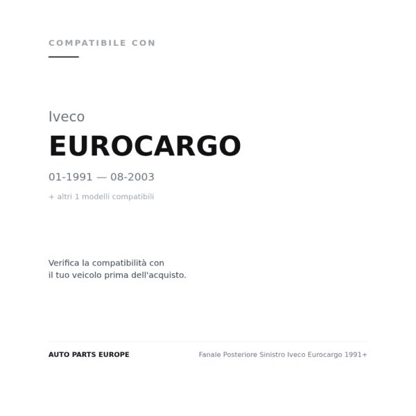 Fanale Posteriore Sinistro Iveco Eurocargo 1991+ compatibilità veicoli (Iveco EUROCARGO (1991-2003) · Iveco EUROCARGO (2003+))