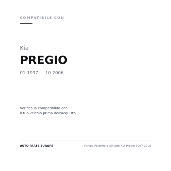 Fanale Posteriore Sinistro KIA Pregio 1997-2005 compatibilità veicoli (Kia PREGIO (1997-2006))