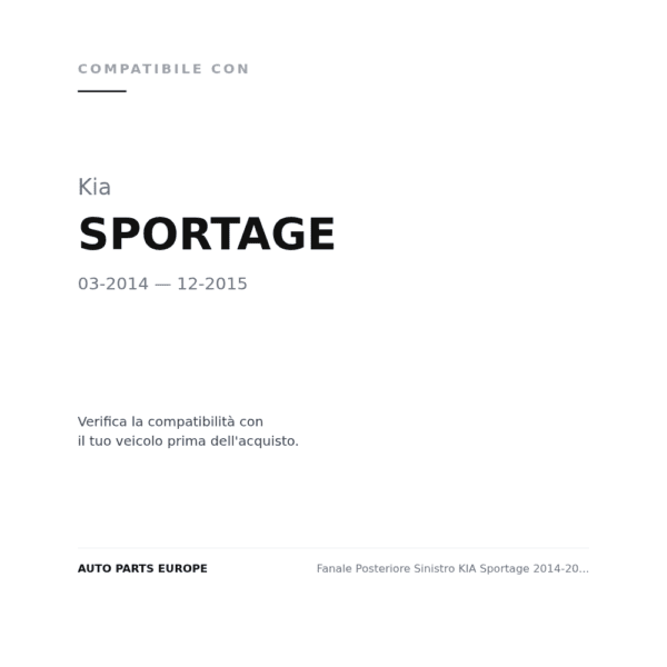 Fanale Posteriore Sinistro KIA Sportage 2014-2015 – A Led compatibilità veicoli (Kia SPORTAGE (2014-2015))
