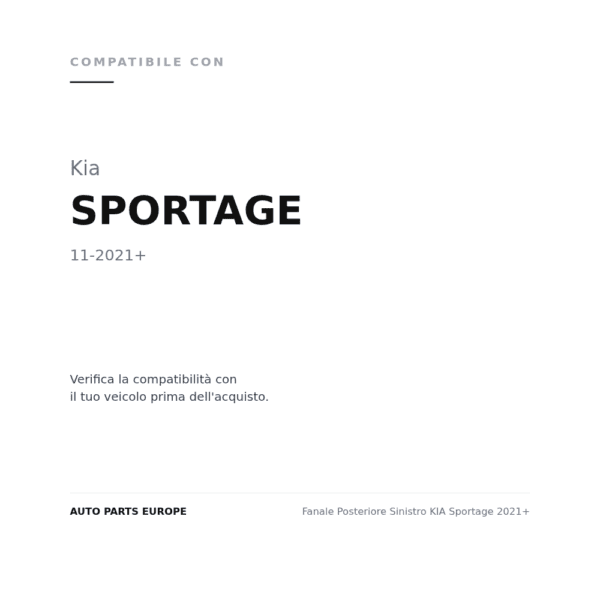 Fanale Posteriore Sinistro KIA Sportage 2021+ compatibilità veicoli (Kia SPORTAGE (2021+))