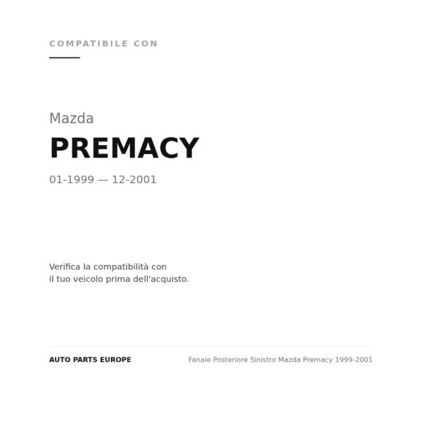 Rückleuchten Links Mazda Premacy 1999-2001 compatibilità veicoli (Mazda PREMACY (1999-2001))