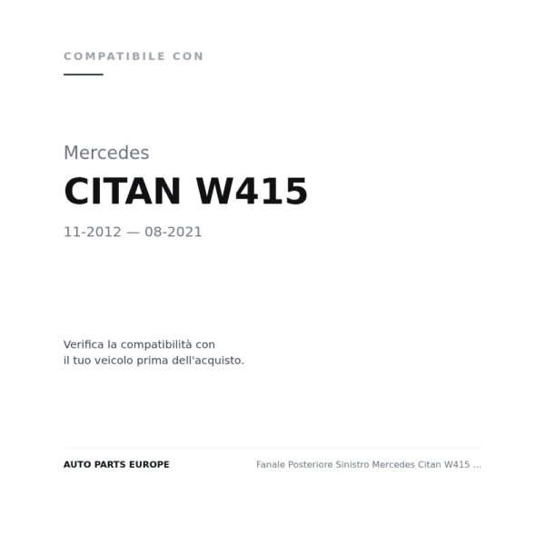 Fanale Posteriore Sinistro Mercedes Citan W415 2012+ – 1 Porta compatibilità veicoli (Mercedes CITAN W415 (2012-2021))