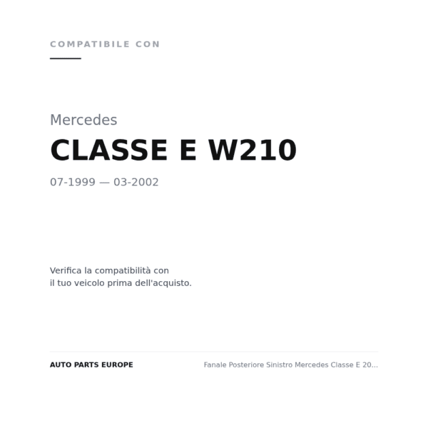 Fanale Posteriore Sinistro Mercedes Classe E 2000+ – Bianco/Rosso Interno compatibilità veicoli (Mercedes CLASSE E W210 (1999-2002))