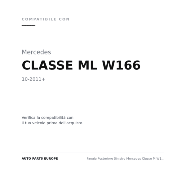 Fanale Posteriore Sinistro Mercedes Classe M W166 2011+ – Esterno A Led compatibilità veicoli (Mercedes CLASSE ML W166 (2011+))