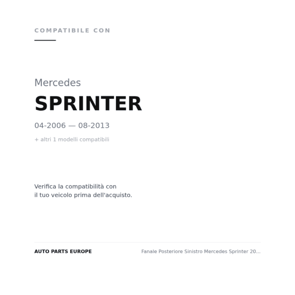 Fanale Posteriore Sinistro Mercedes Sprinter 2013-2017 compatibilità veicoli (Mercedes SPRINTER (2006-2013) · Mercedes SPRINTER (2013-2018))