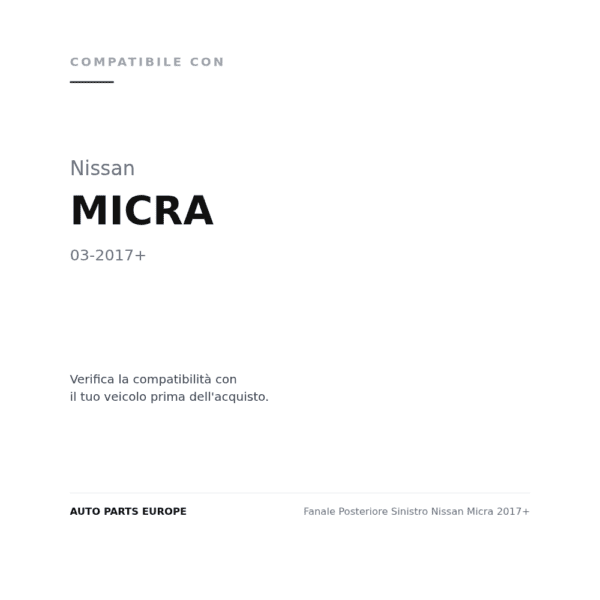 Fanale Posteriore Sinistro Nissan Micra 2017+ compatibilità veicoli (Nissan MICRA (2017+))