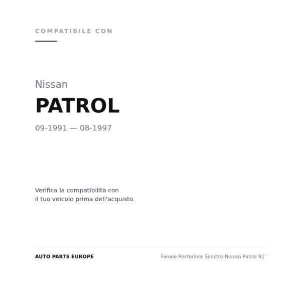 Fanale Hinten Sinistro Nissan Patrol 91' compatibilità veicoli (Nissan PATROL (1991-1997))