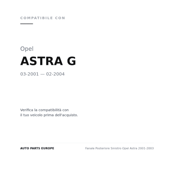 Fanale Posteriore Sinistro Opel Astra 2001-2003 compatibilità veicoli (Opel ASTRA G (2001-2004))