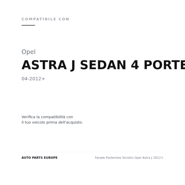 Fanale Posteriore Sinistro Opel Astra J 2012+ compatibilità veicoli (Opel ASTRA J SEDAN 4 PORTE (2012+))