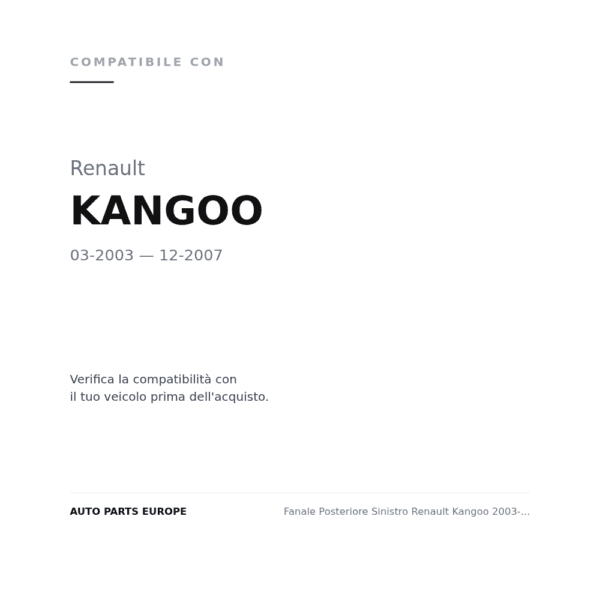 Fanale Posteriore Sinistro Renault Kangoo 2003-2007 – 2 Porte compatibilità veicoli (Renault KANGOO (2003-2007))